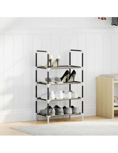 Scarpiera 4 Ripiani Nera 44x28x77 cm in Tessuto Non Tessuto