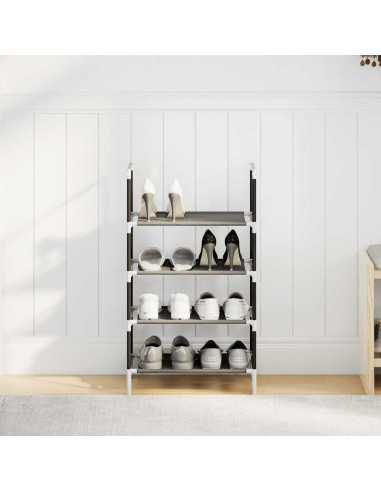 Scarpiera 4 Ripiani Nera 44x28x77 cm in Tessuto Non Tessuto