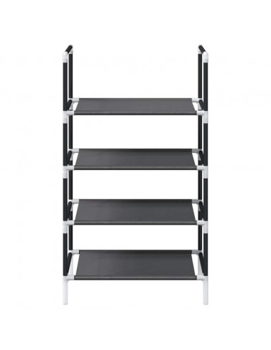 Scarpiera 4 Ripiani Nera 44x28x77 cm in Tessuto Non Tessuto