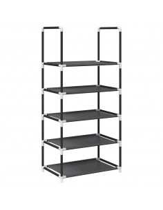 Scarpiera 5 Ripiani Nera 44x28x94 cm in Tessuto Non Tessuto