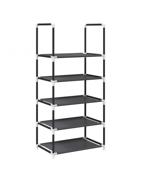 Scarpiera 5 Ripiani Nera 44x28x94 cm in Tessuto Non Tessuto