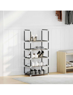 Scarpiera 5 Ripiani Nera 44x28x94 cm in Tessuto Non Tessuto 2