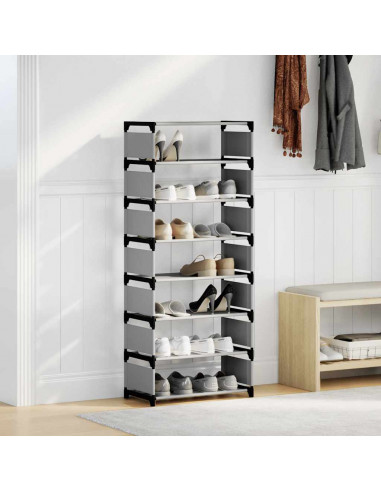 Scarpiera 8 Ripiani Grigia 54x28x124 cm in Tessuto Non Tessuto