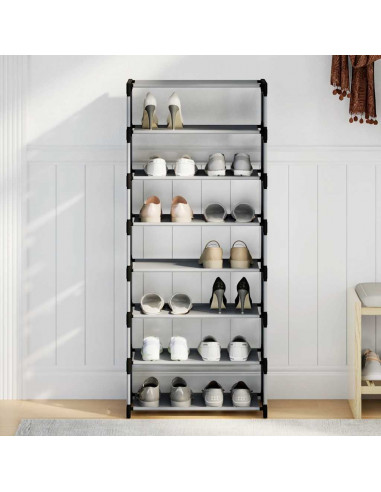 Scarpiera 8 Ripiani Grigia 54x28x124 cm in Tessuto Non Tessuto