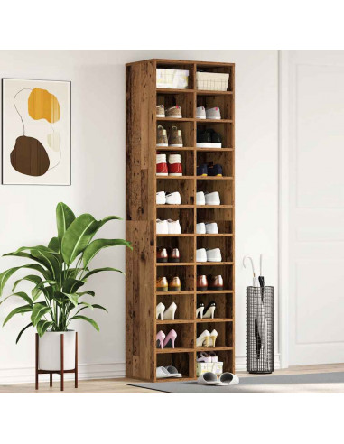 Scarpiera Legno Antico 54x34x183 cm in Legno Multistrato