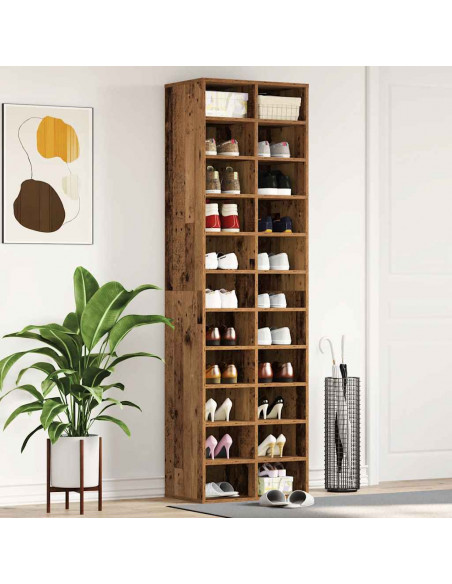 Scarpiera Legno Antico 54x34x183 cm in Legno Multistrato