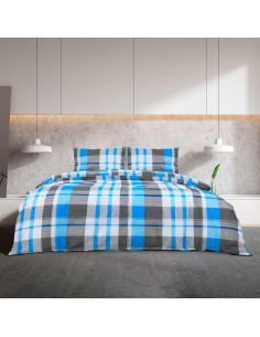 Set Copripiumino Blu e Grigio 155x220 cm in Cotone 2