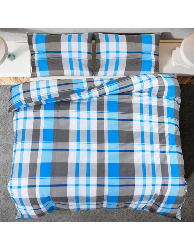 Set Copripiumino Blu e Grigio 240x220 cm in Cotone