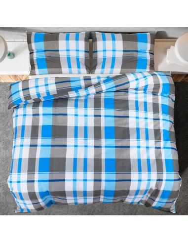 Set Copripiumino Blu e Grigio 260x220 cm in Cotone