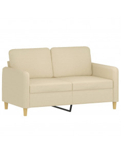 Set di Divani 2 pz con Cuscini Crema in Tessuto 2