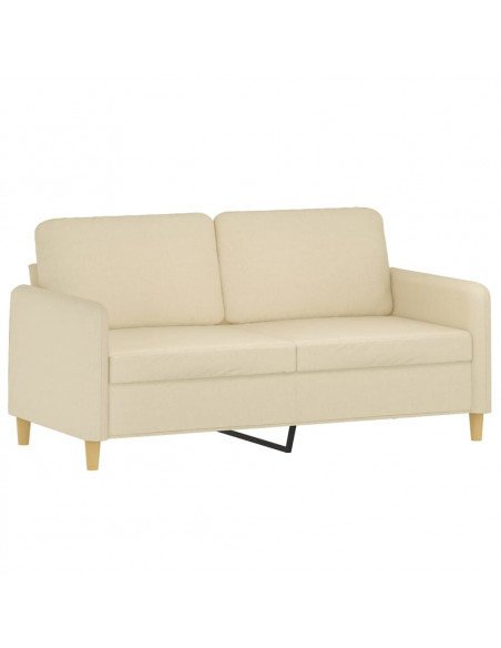 Set di Divani 2 pz con Cuscini Crema in Tessuto