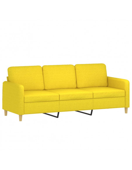 Set di Divani 2 pz con Cuscini Giallo Chiaro in Tessuto