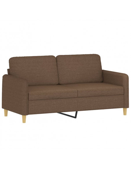 Set di Divani 2 pz con Cuscini Marrone in Tessuto