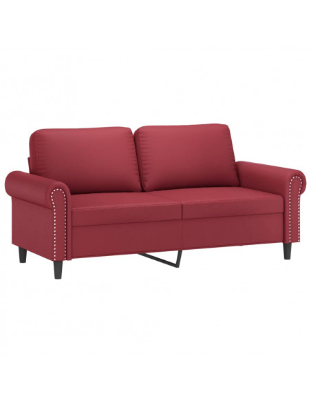 Set di Divani 2 pz con Cuscini Rosso Vino in Similpelle