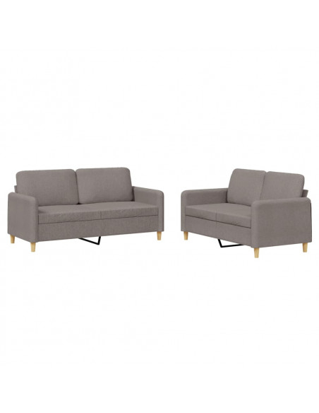 Set di Divani 2 pz con Cuscini Tortora in Tessuto