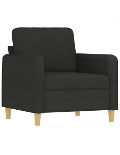 Set di Divani 3 pz con Cuscini Nero in Tessuto 2