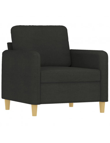 Set di Divani 3 pz con Cuscini Nero in Tessuto