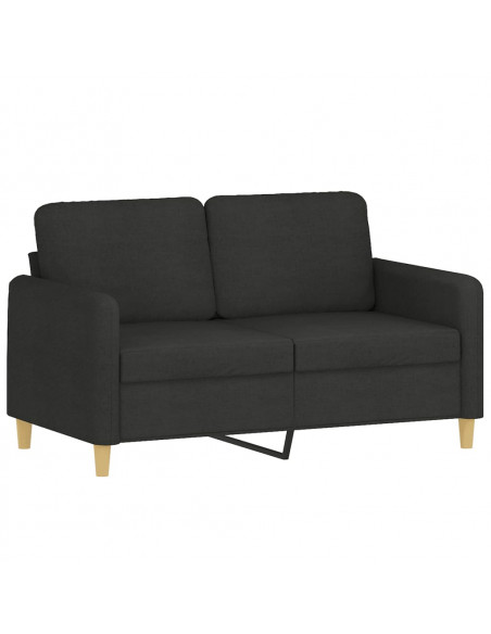 Set di Divani 3 pz con Cuscini Nero in Tessuto