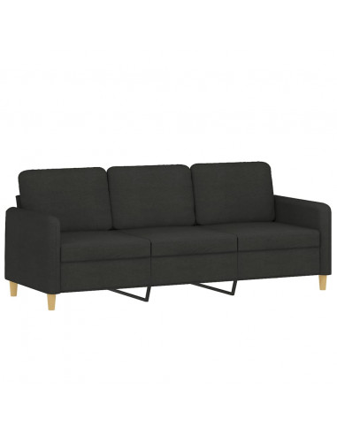 Set di Divani 3 pz con Cuscini Nero in Tessuto