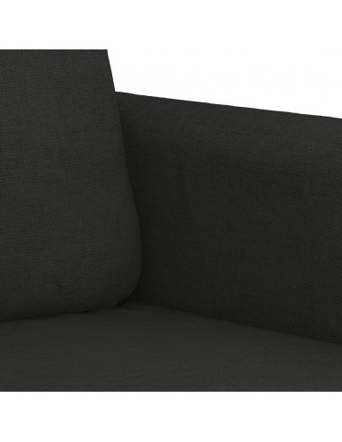 Set di Divani 3 pz con Cuscini Nero in Tessuto