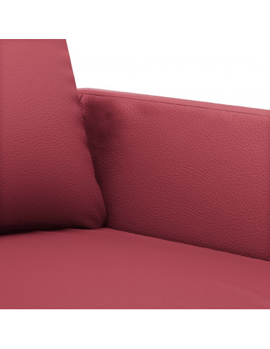 Set di Divani 3 pz con Cuscini Rosso Vino in Similpelle