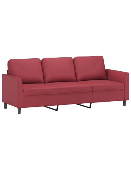 Set di Divani 4 pz con Cuscini Rosso Vino in Similpelle