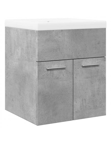 Set Mobili da Bagno 2 pz Grigio Cemento in Legno Multistrato