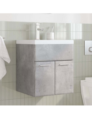 Set Mobili da Bagno 2 pz Grigio Cemento in Legno Multistrato