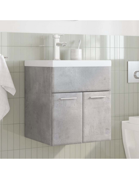 Set Mobili da Bagno 2 pz Grigio Cemento in Legno Multistrato