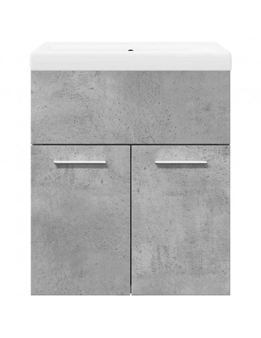 Set Mobili da Bagno 2 pz Grigio Cemento in Legno Multistrato