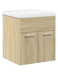 Set Mobili da Bagno 2 pz Rovere Sonoma in Legno Multistrato