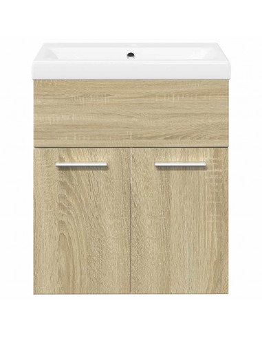 Set Mobili da Bagno 2 pz Rovere Sonoma in Legno Multistrato