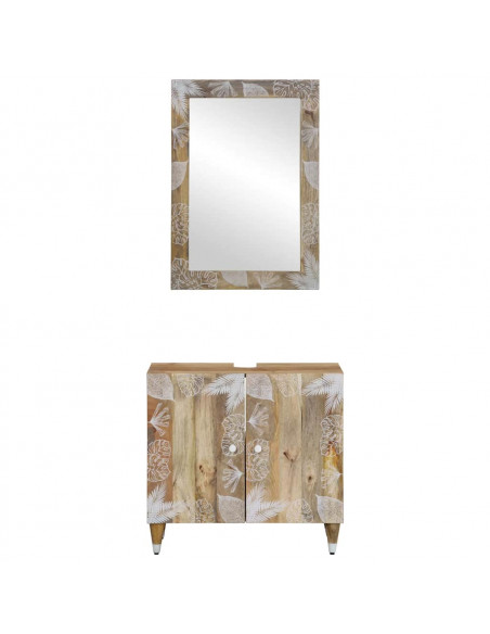 Set Mobili da Bagno 2pz in Legno Massello di Mango