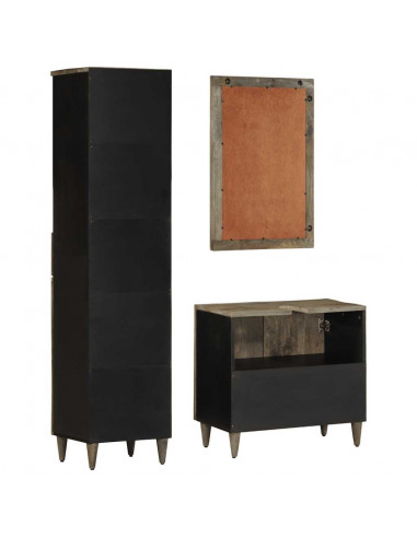 Set Mobili da Bagno 3pz in Legno Massello di Mango