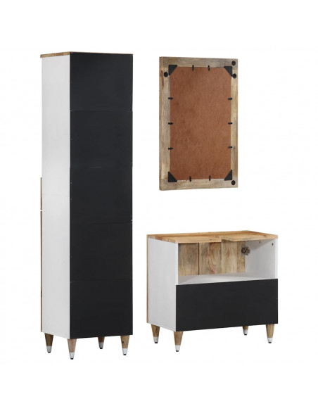 Set Mobili da Bagno 3pz in Legno Massello di Mango