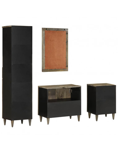 Set Mobili da Bagno 4 pz in Legno Massello di Mango