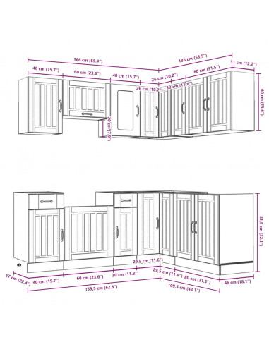Set Mobili da Cucina 11 pz Lucca Bianchi Lucido in Truciolato