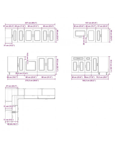 Set Mobili da Cucina 11 pz Lucca Grigio Cemento in Truciolato