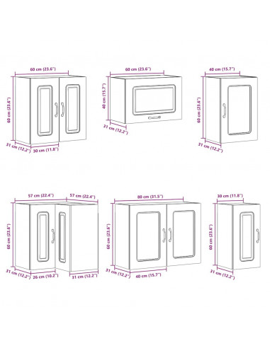 Set Mobili da Cucina 11 pz Lucca Grigio Cemento in Truciolato
