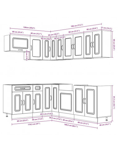 Set Mobili da Cucina 11 pz Lucca Grigio Cemento in Truciolato