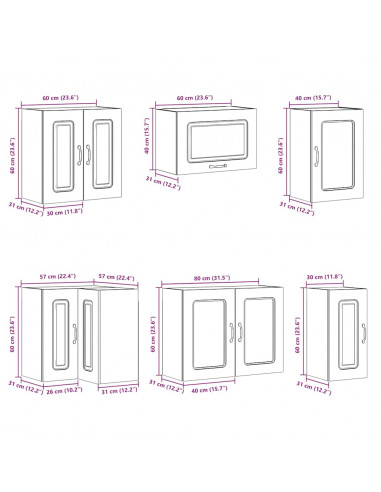 Set Mobili da Cucina 11 pz Lucca Legno Antico in Truciolato