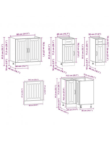 Set Mobili da Cucina 11 pz Lucca Legno Antico in Truciolato