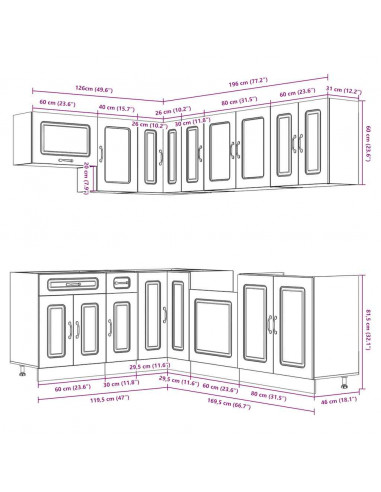 Set Mobili da Cucina 11 pz Lucca Neri Legno Multistrato