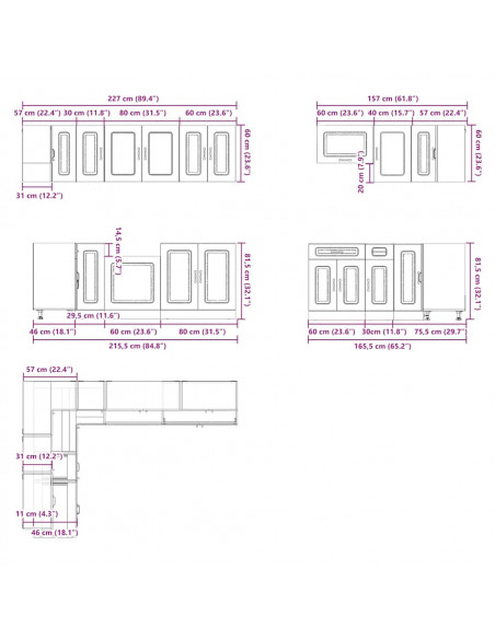 Set Mobili da Cucina 11 pz Lucca Rovere Artigianale Truciolato