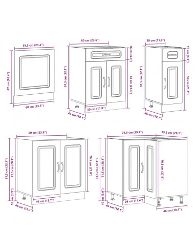 Set Mobili da Cucina 11 pz Lucca Rovere Artigianale Truciolato