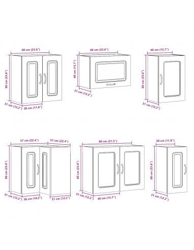 Set Mobili da Cucina 11 pz Lucca Rovere Artigianale Truciolato