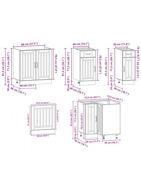 Set Mobili da Cucina 11 pz Lucca Rovere Artigianale Truciolato