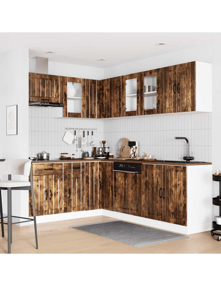 Set Mobili da Cucina 11 pz Lucca Rovere Fumo in Truciolato