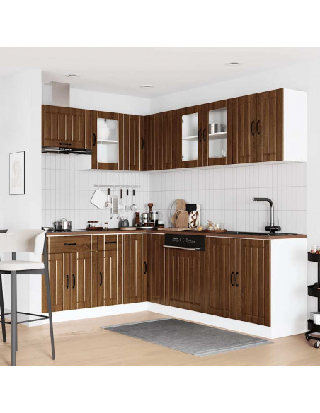 Set Mobili da Cucina 11 pz Lucca Rovere Marrone in Truciolato