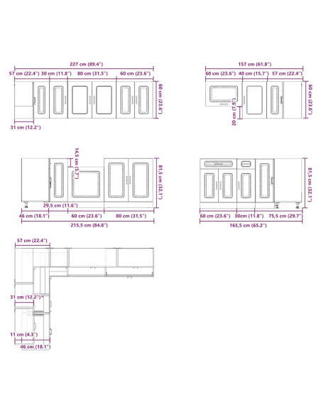 Set Mobili da Cucina 11 pz Lucca Rovere Marrone in Truciolato